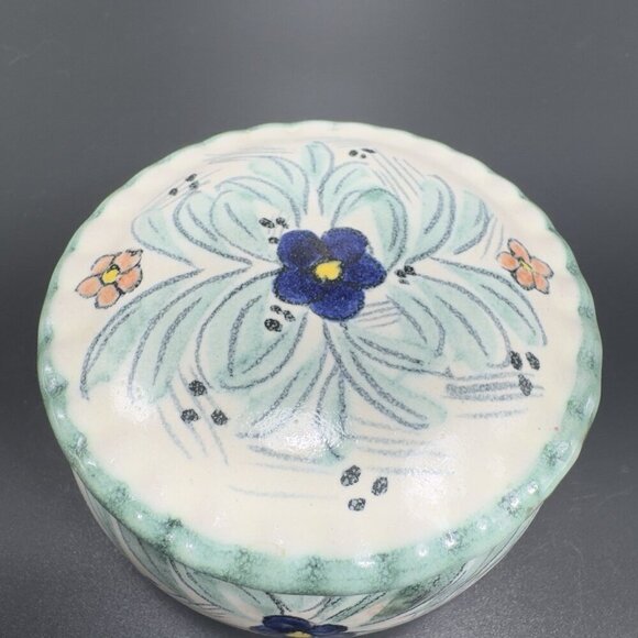 Mexico Pottery Folk Art Trinket Dish Jewelry Holder Container Jar Hand Made VTG - Picture 3 of 15